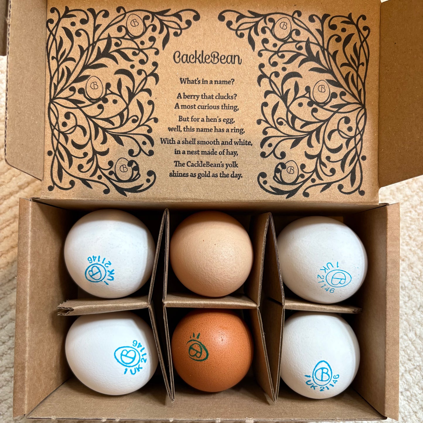 Cacklebean eggs (6 eggs)